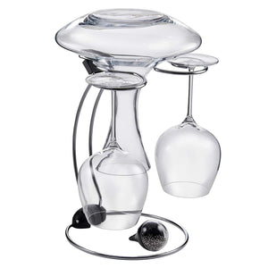 Wine Enthusiast Folding Glassware Drying Stand & Decanter Cleaning Beads (2 Piece Set), Holds One Wine Decanter and 2 Wine Glasses