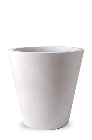 Large Outdoor Planter; Round Plant Pot, Indoor, Patio or Garden, Flower Pot, Handmade Fiberglass, 16" Tall, (Tubinae White 16"x16"x16" and 7.5lbs)