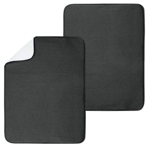 mDesign Ultra Absorbent Reversible Microfiber Dish Drying Mat and Protector for Kitchen Countertops, Sinks - Folds for Compact Storage - Extra Large, 2 Pack - Black/White