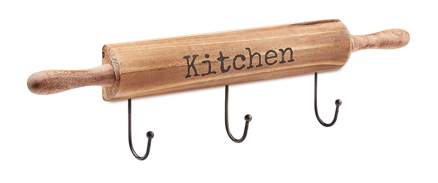 AdirHome Kitchen Utensil & Pot Hook Rack (Wood)