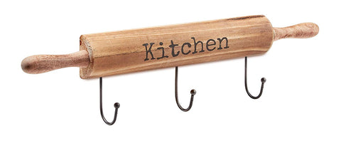 AdirHome Kitchen Utensil & Pot Hook Rack (Wood)