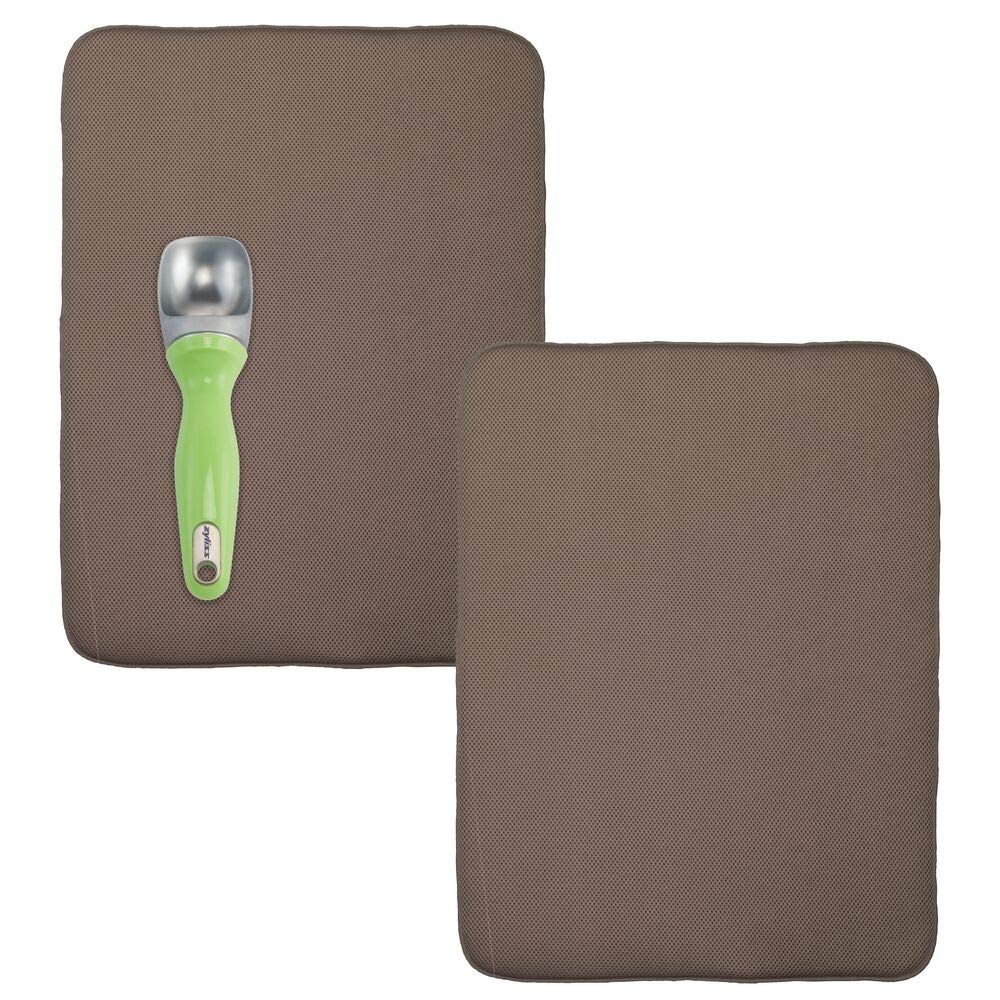 mDesign Ultra Absorbent Reversible Microfiber Dish Drying Mat and Protector for Kitchen Countertops, Sinks: Folds for Compact Storage, Extra Large - 2 Pack - Mocha Brown/Ivory Cream