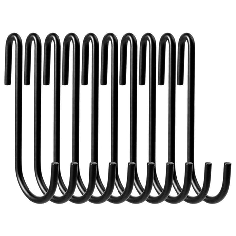 VDOMUS Pot Rack Hooks Black S Style for Kitchen Pot Hanging, Set of 10