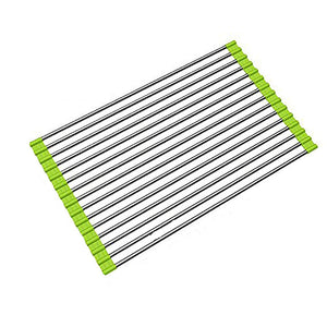 Ahyuan Roll up Dish Drainer Over The Sink Dish Drying Rack Roll up Dish Drying Rack Dish Drainers for Kitchen Sink Counter Roll-up Drying Rack SUS304 Stainless Steel Dish Drying Rack Light Green