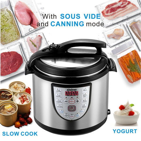 Gtime Pressure Cooker Mode of Dual Nuclei, 18 Kinds of Electric Cooking Menu Option, 36 Cooking Method Choices, Easy One Touch Controls, with Stainless Steel Inner Pot,Glass Lid (6 Quart)