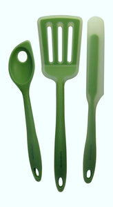 Silicone Kitchen Utensils: cmsHome Green Ice 3 Piece Set Premium Food Grade Silicone Kitchen Tools Non-stick Non-toxic, Large Pancake Turner, Slotted Mixing Spoon, Knife BPA-free (Green ice)