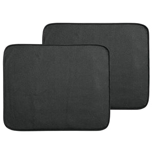 mDesign Ultra Absorbent Reversible Microfiber Dish Drying Mat and Protector for Kitchen Countertops, Sinks: Folds for Compact Storage, Large - 2 Pack - Black/White