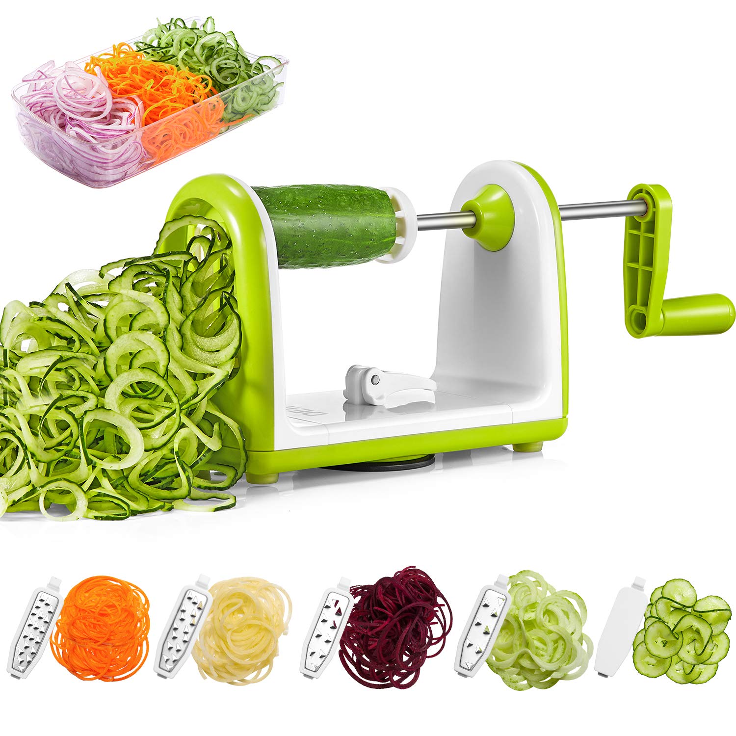Spiralizer Vegetable Slicer, Spiral Slicer Strongest-and-Heaviest Duty Salad Utensil, Best Veggie Pasta & Spaghetti Maker for Low Carb/Paleo/Gluten-Free Meals