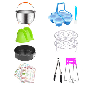 6 Qt Instant Pot Accessories Set, 15 Pcs Pressure Cookers Accessory Include Steamer Basket, Springform Pan, Egg Steamer Racks, Silicone Egg Bites Mold and more