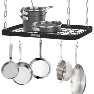 JackCubeDesign Ceiling Mount Grid Pot Pan Rack Hanger Organizer Kitchen Storage Shelf Tray Holder with Utility 8 Hooks(24.4 x 11.8 x 1.2 inches) – :MK397B