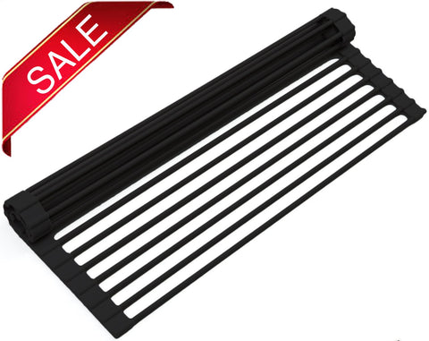 YouTensils Over the Sink Roll Up Dish Drying Rack | Matt Black | 20.5''(L) X13.5''(W)