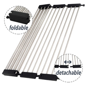 Hahahome Modular Over Sink Dish Rack | Detachable, Extendable, Foldable, Easy Fitting (Black, 4-section)