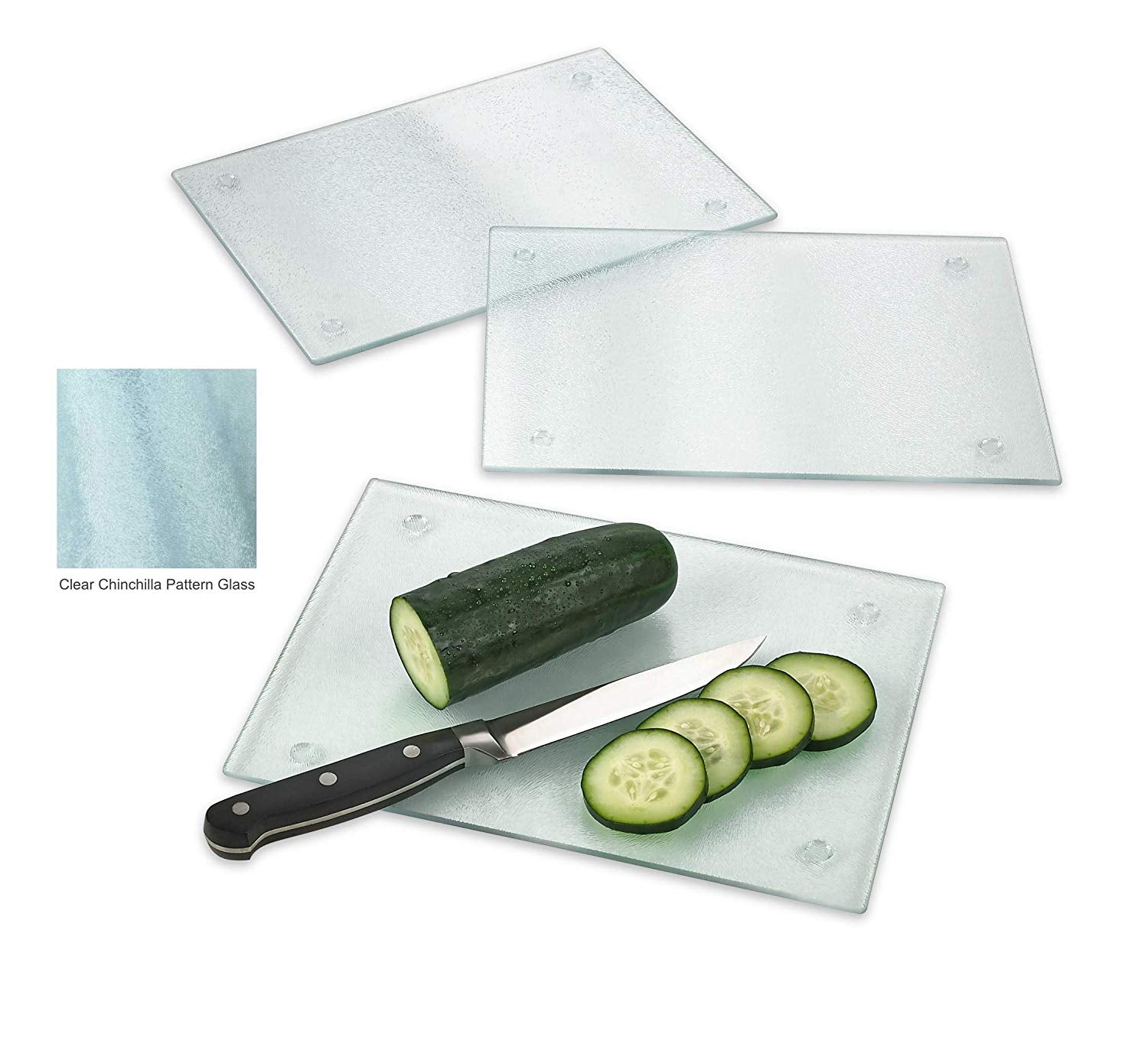 Tempered Glass Cutting Board – Long Lasting Clear Glass – Scratch Resistant, Heat Resistant, Shatter Resistant, Dishwasher Safe. (Frosted 3 Rectangle 10x7")