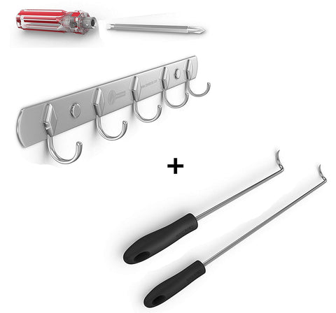 Hook Rack for BBQ Utensils + Pigtail Food Flipper - Large & Small Barbecue & Cooking Turners For Turning Bacon Steak Meat Vegetables Sausage Fish and More - Replaces Grill Spatula Tongs & Fork