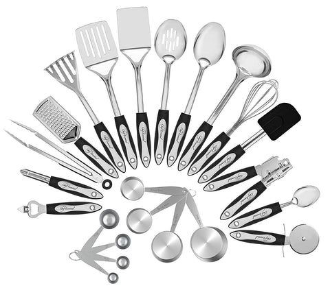 Stainless Steel Kitchen Utensil Set, 23-Pc Set, Everything You Need For Cooking Included, Great Gift Idea For Your Loved One.