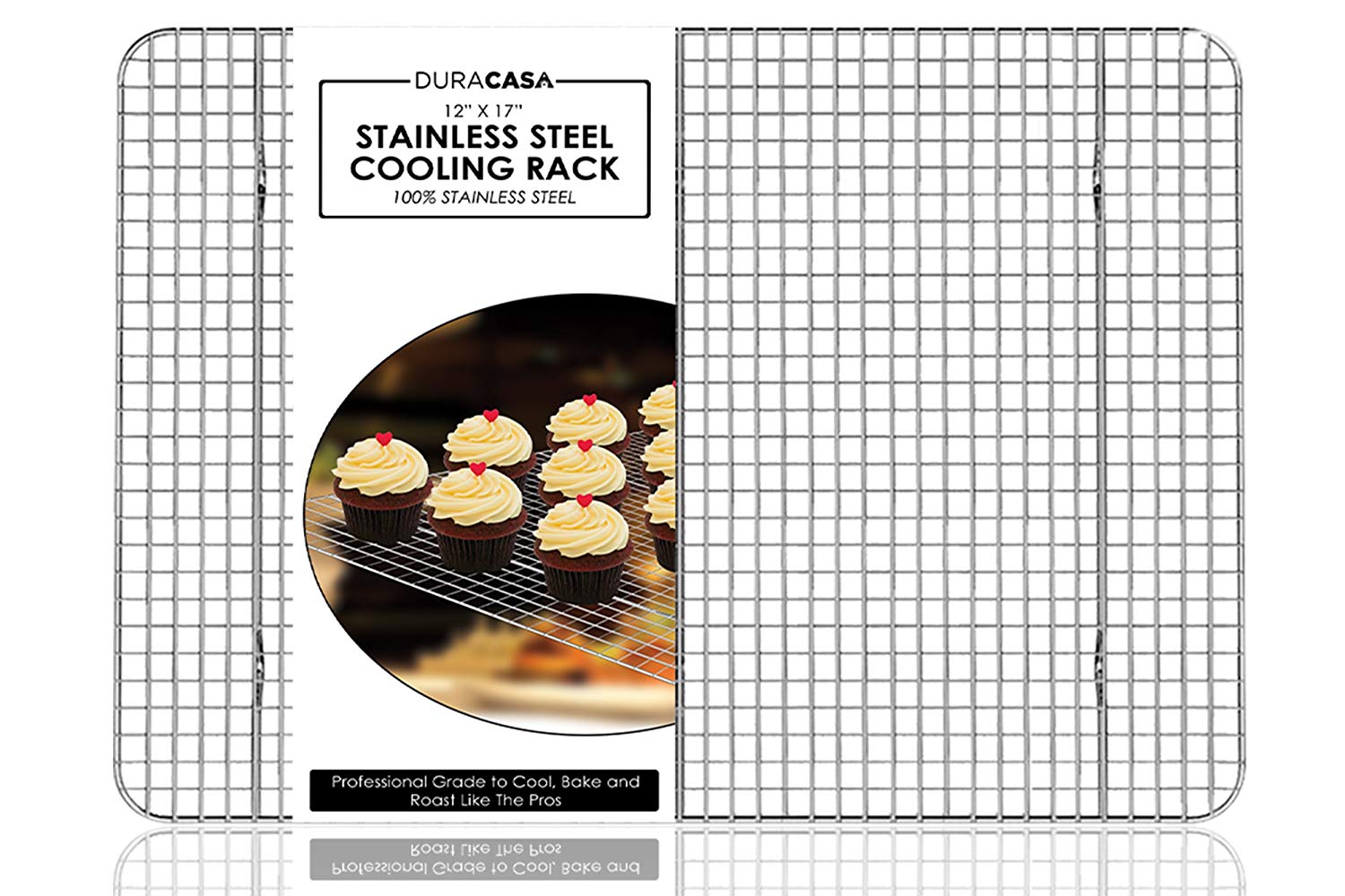 Baking Rack - Cooling Rack - Stainless Steel 304 Grade Roasting Rack - Heavy Duty Oven Safe, Commercial Quality Cooling Racks For Baking - Fits Perfectly in Half Sheet Pan - Metal Wire Grid Rack Design - Lifetime Guarantee (12" X 17")