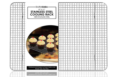 Baking Rack - Cooling Rack - Stainless Steel 304 Grade Roasting Rack - Heavy Duty Oven Safe, Commercial Quality Cooling Racks For Baking - Fits Perfectly in Half Sheet Pan - Metal Wire Grid Rack Design - Lifetime Guarantee (12" X 17")