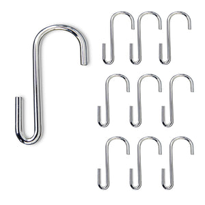 10 Pack 3.5 Inches S Shape Chrome Finish Stainless Steel Hanging Hooks for Kitchenware , Pots , Utensils , Plants , Towels , Gardening Tools , Clothes