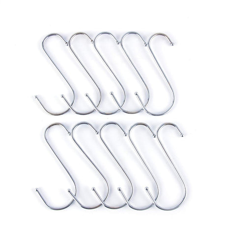 Kitchen Tools Round S Shaped Stainless Steel Hanging HooksSet with 10 Hooks - Ideal for Pots, Pans, Spoons & Other Kitchen Essentials - Perfect for Clothing