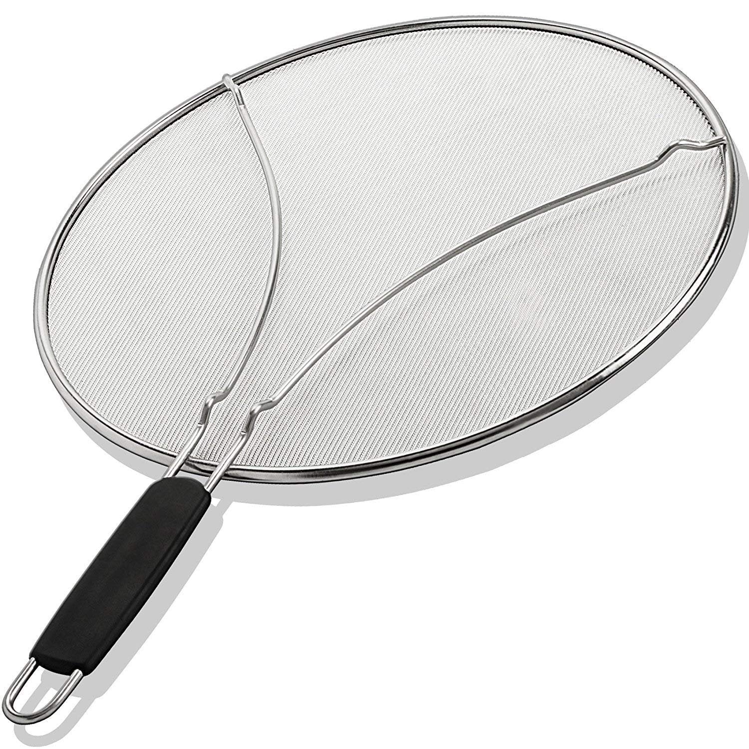 Grease Splatter Screen for Frying Pan 11.5 Inch - Stops 99% of Hot Oil Splash - Protects Skin from Burns - Splatter Guard for Cooking - Iron Skillet Lid Keeps Kitchen Clean Stainless Steel