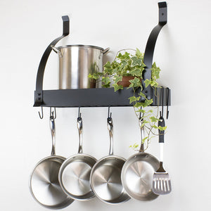 Contour Essentials Stainless Steel Wall Mounted Kitchen Pot Rack with 10 Hooks