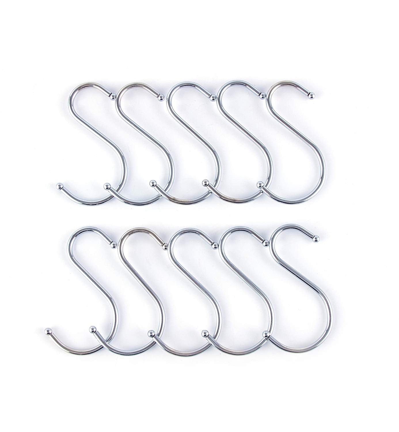 Prudance Medium Round S Shaped Hooks Stainless Steel Hanging Hooks Set 20 Hooks - Ideal Pots, Pans, Spoons Other Kitchen Essentials - Perfect Clothing
