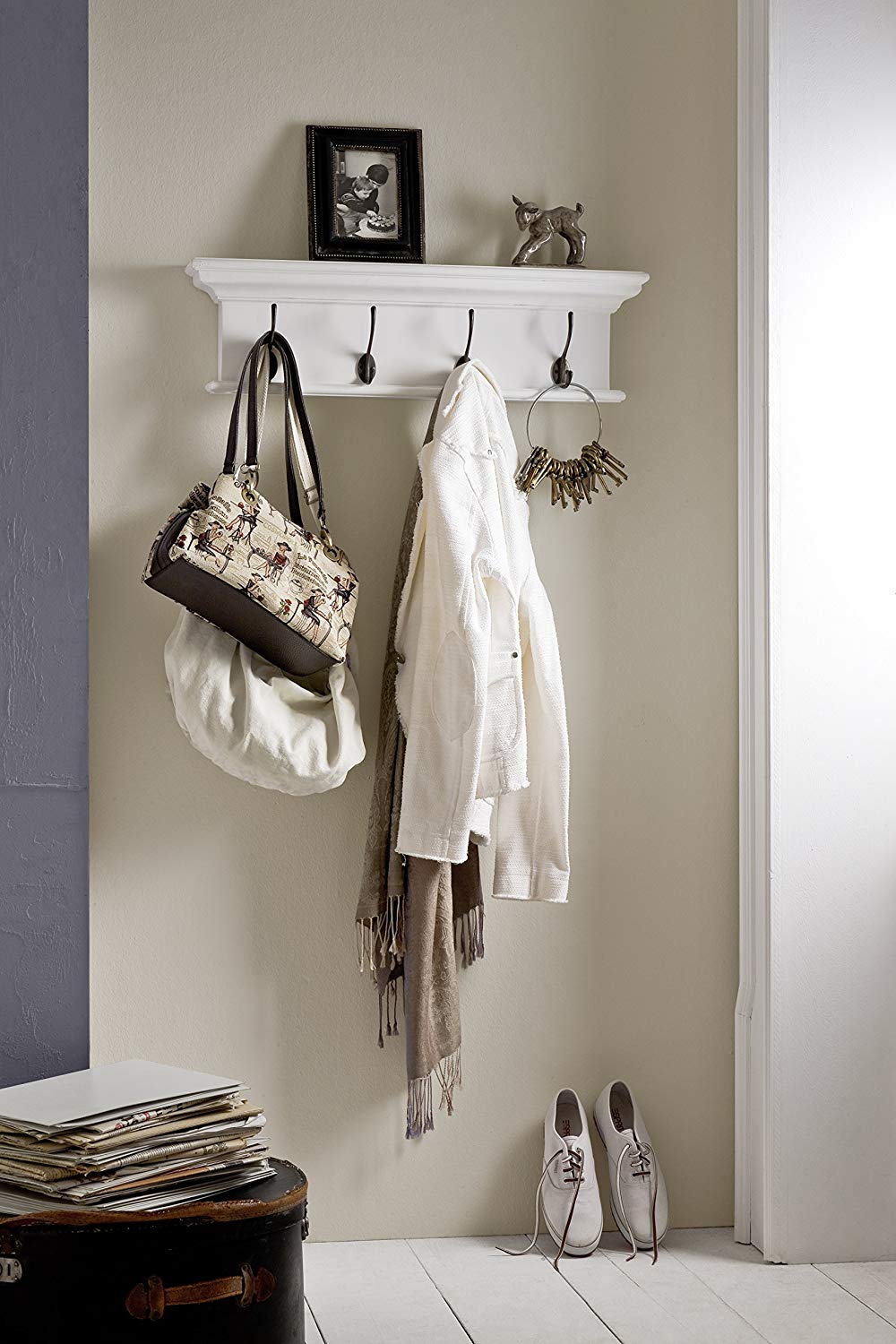 NovaSolo Halifax 4-Hook Coat Rack, White