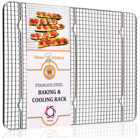 Hexada Baking & Cooling Rack - 100% Stainless Steel Commercial Grade, Cooking Made Easy, Dishwasher & Oven Safe, 16.5" x 11.5", Great for Grill/Stove/Barbecue, Chef's Pleasure - Heavy Duty & Solid