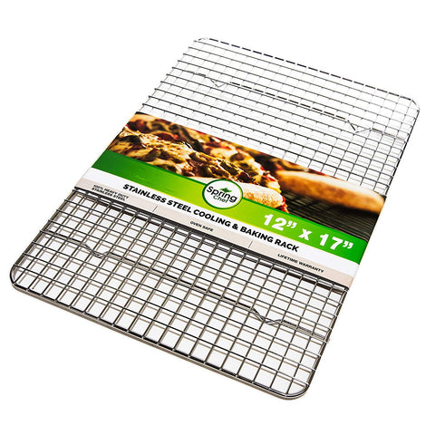 Oven Safe, Heavy Duty Stainless Steel Baking Rack & Cooling Rack, 12 x 17 inches Fits Half Sheet Pan