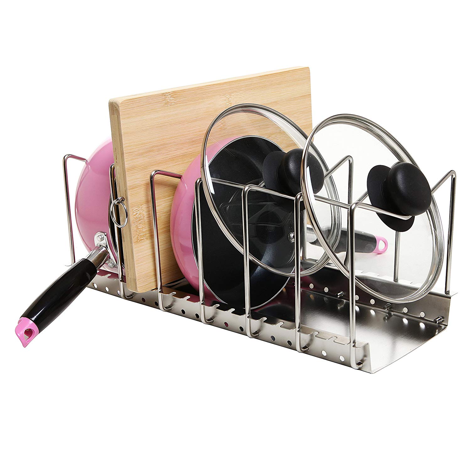 Adjustable Stainless Steel Countertop Dish Drying Rack / Bakeware Organizer / Lid Holder - MyGift