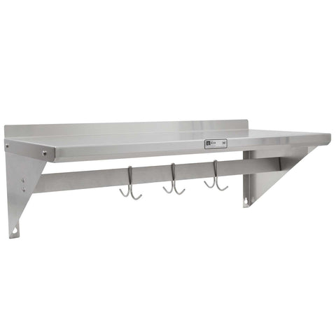 John Boos BHS16120PR Wall Shelf - 1 1/2" Riser - With Pot Rack - 120" X 16"