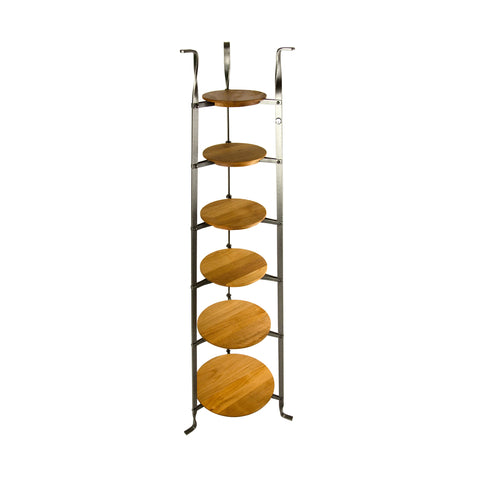 6-Tier Gourmet Cookware Stand w Alder Shelves Hammered Steel - Enclume Design Products