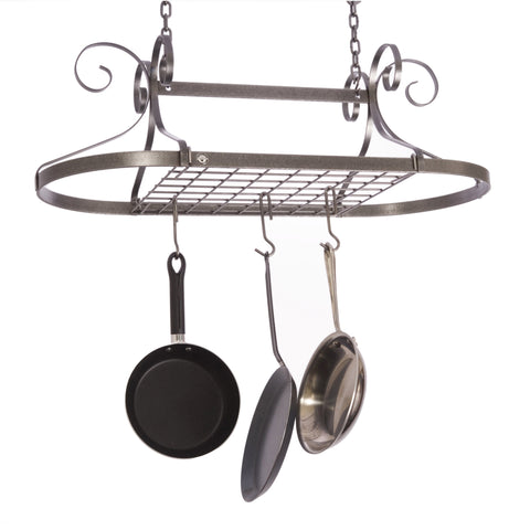 Scrolled Oval Pot Rack Hammered Steel - Enclume Design Products