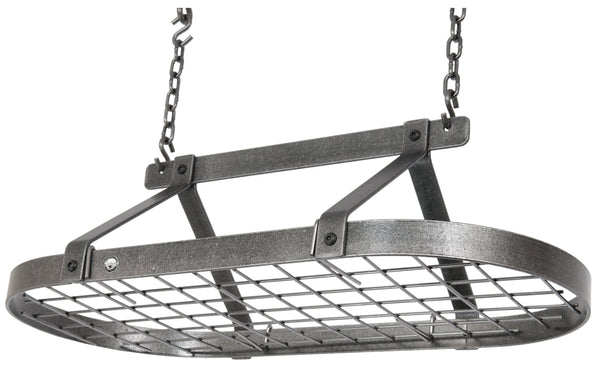 Gourmet Classic Oval Ceiling Pot Rack w/ 12 Hooks, 2 S Hooks and 6" Chain - Enclume Design Products