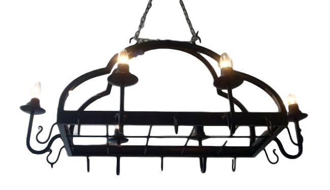 Marielle Kitchen Pot Rack & Chandelier Light 1.1m