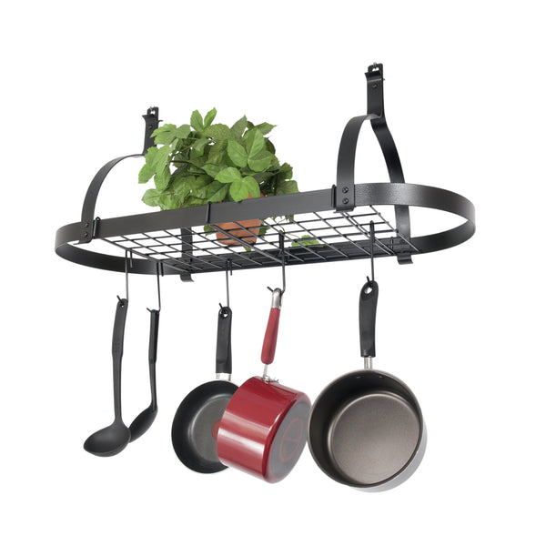 Rack It Up Oval Ceiling Rack w/ 12 Hooks Steel Gray Hammertone - Enclume Design Products