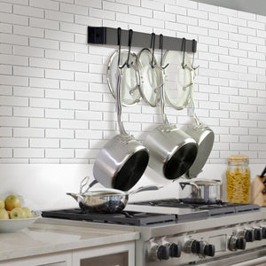 Rack It Up Wall Rack Utensil Bar w/ Hooks - Easy Mount - Enclume Design Products