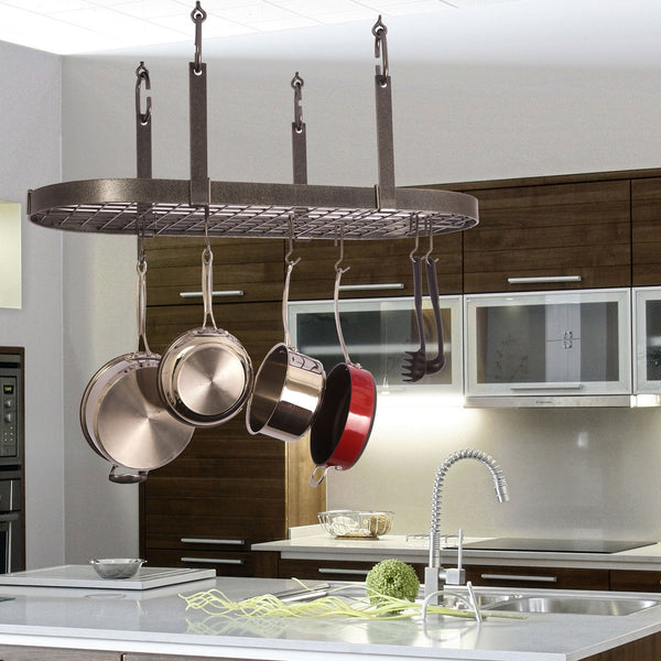 Four Point Oval Ceiling Pot Rack w/ 18 Hooks