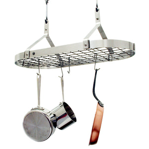 Contemporary Ceiling Pot Rack w/ 12 Hooks Stainless Steel - Enclume Design Products