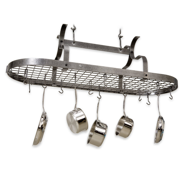 Scroll Arm Oval Ceiling Pot Rack w/ 24 Hooks - Enclume Design Products