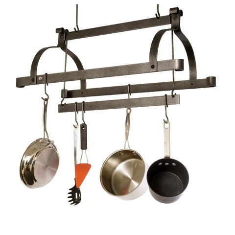 Three Bar Ceiling Pot Rack Hammered Steel - Enclume Design Products