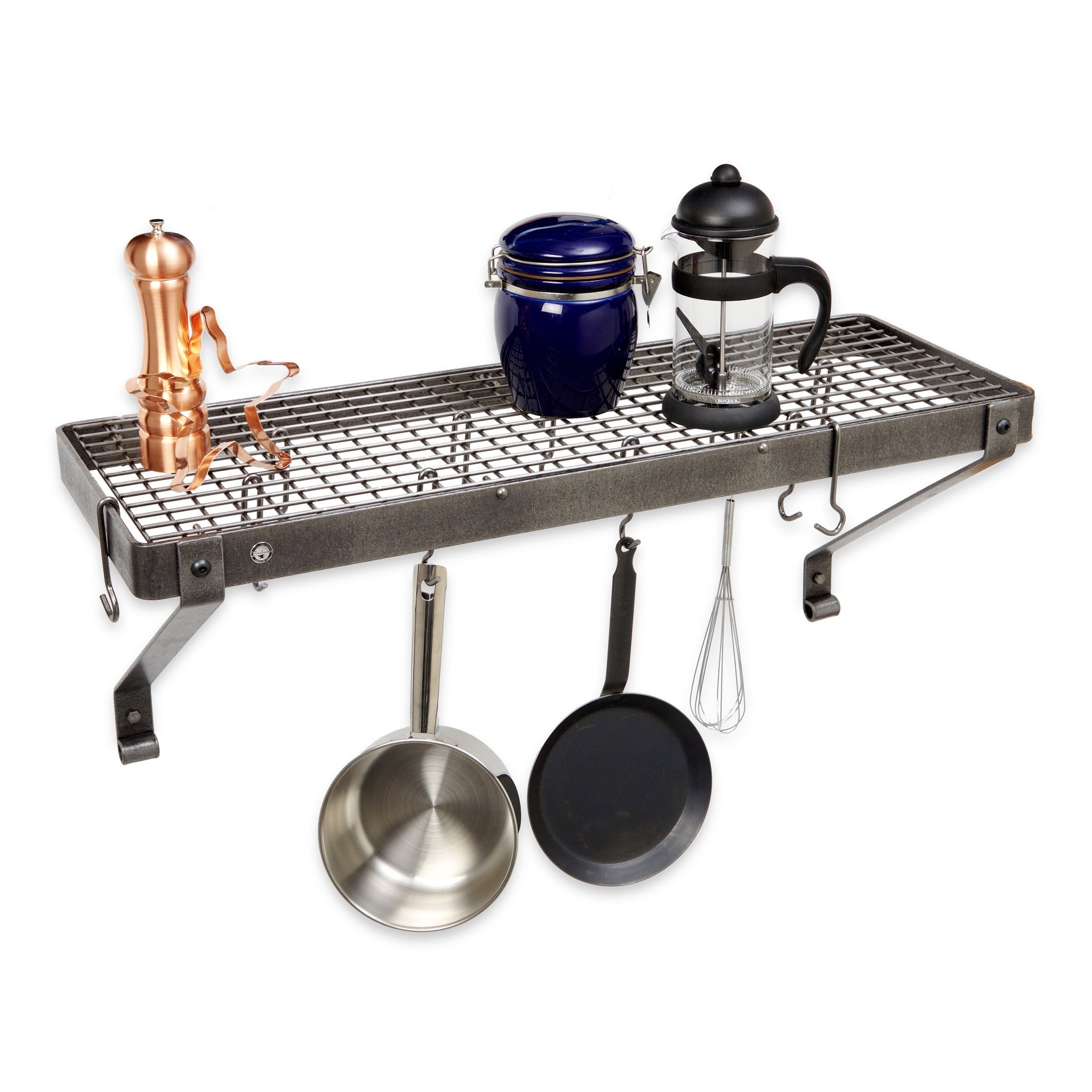 30" Gourmet Deep Bookshelf Wall Rack w 12 Hooks