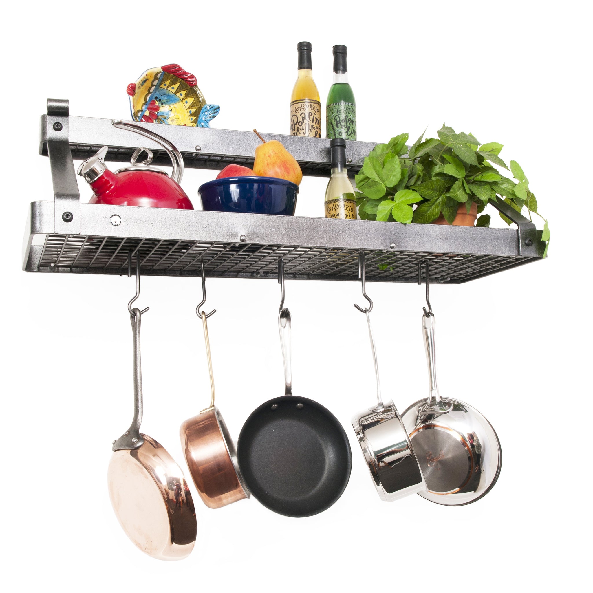 36" Gourmet Deep Bookshelf Wall Rack w/ Accessory Shelf - Enclume Design Products