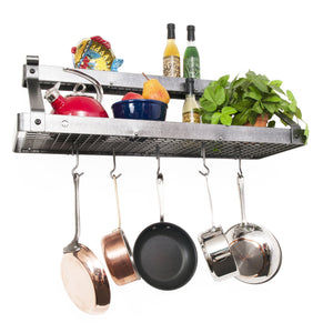 36" Gourmet Deep Bookshelf Wall Rack w/ Accessory Shelf - Enclume Design Products