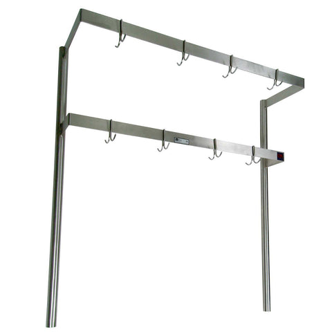 John Boos PRD3A Stainless Double Bar Pot Rack - Table Mount - 84"