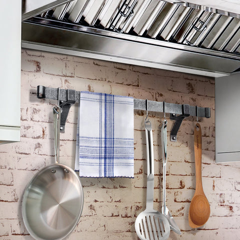 Professional Series Rolled End Bar w 4" Wall Brackets & Hooks