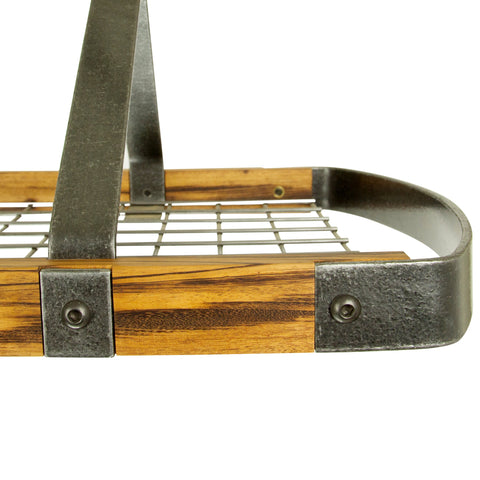 Signature 45" Oval Ceiling Pot Rack Hammered Steel w/Tigerwood