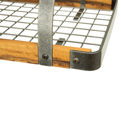Signature 30" Rectangle Ceiling Pot Rack Hammered Steel w/Tigerwood