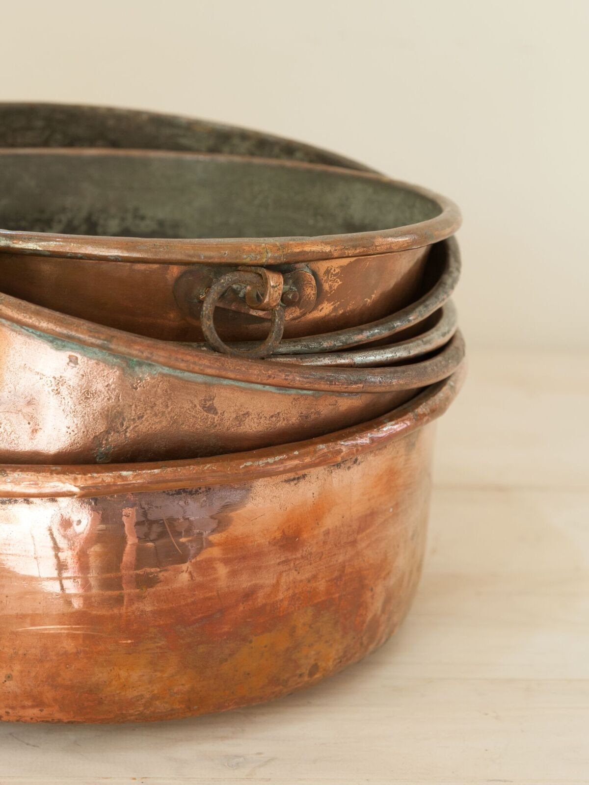 Antique Swedish Copper Bowls, circa 1900, rare set