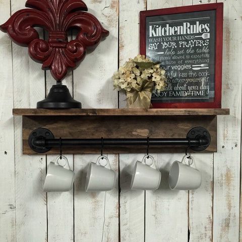 Industrial shelves- industrial pot rack- rustic wall shelf